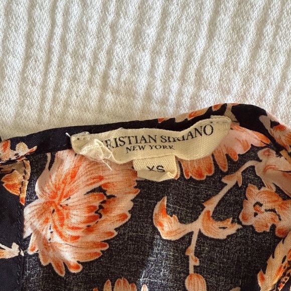 Christian Siriano Floral Blouse in Black and Orange / XS - Picture 2 of 12